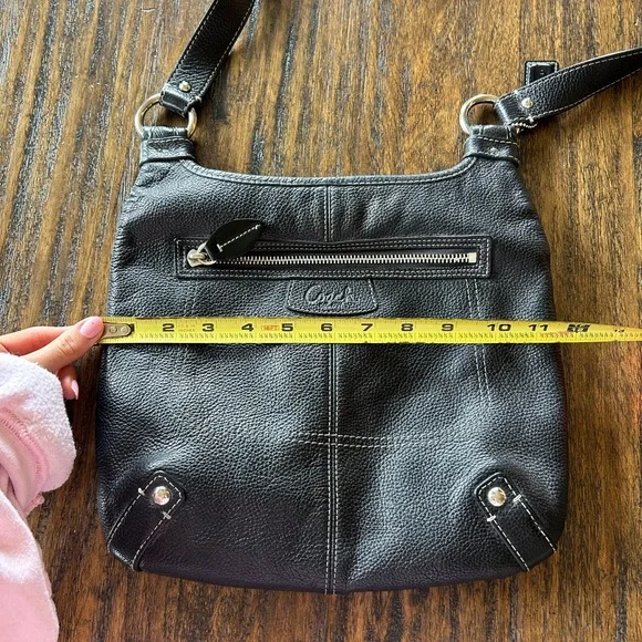 Coach Penelope Black Pebbled Leather Zipper Pockets Crossbody Bag - Picture 8 of 10